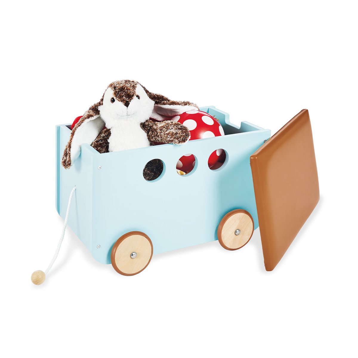 Speelgoeddoos met Deksel & Wieltjes – Mint/Bruin, 20 kg Laadvermogen | Pinolino®