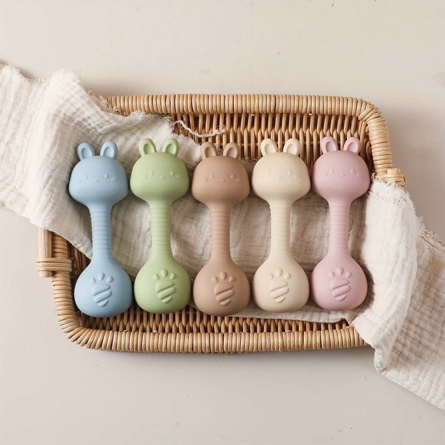 Zachte Rammelaar Konijntje – Veilig & Niet-Giftig | Sensory Speelgoed met Krasgeluid voor Baby’s