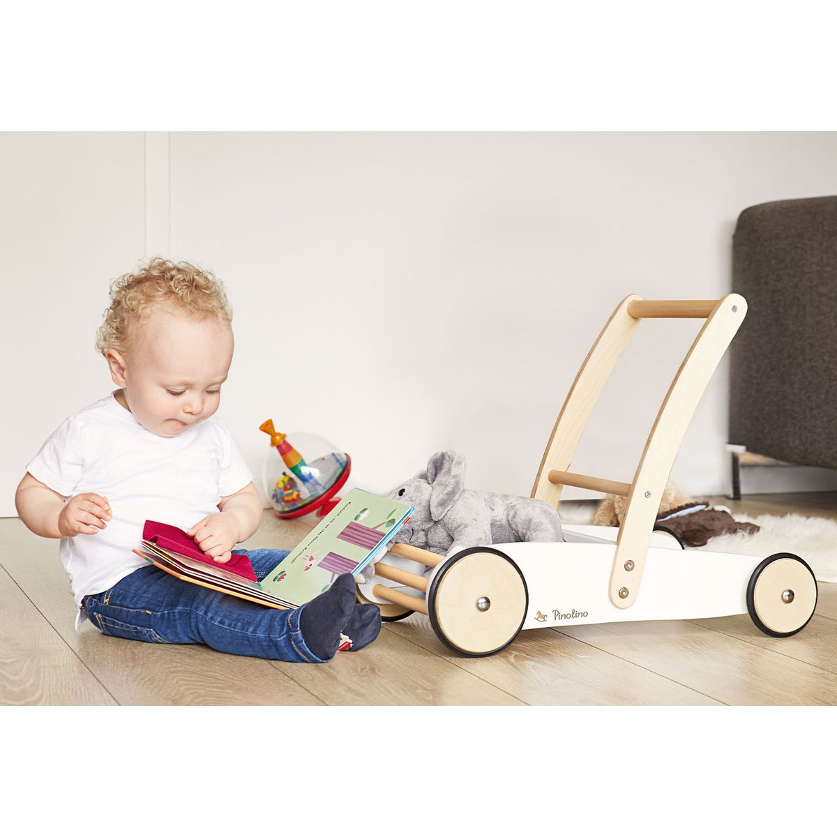 Pinolino Baby Walker “Uli” – Houten Loopwagen met Remsysteem | Wit