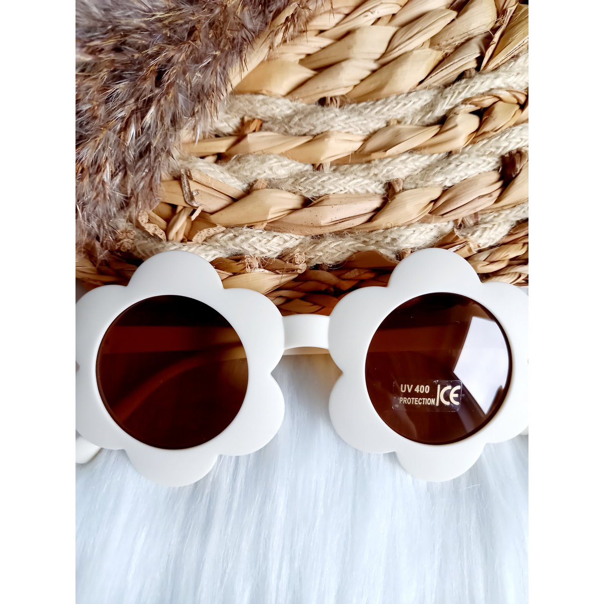 Zonnebril kids Bloem rond cream | Kinderzonnebril