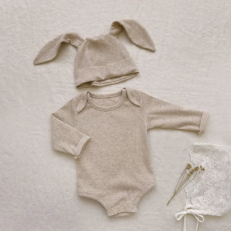 Katoenen Babyset – Romper met Mutsje (Lange Mouwen, Unisex 0-12 Maanden)