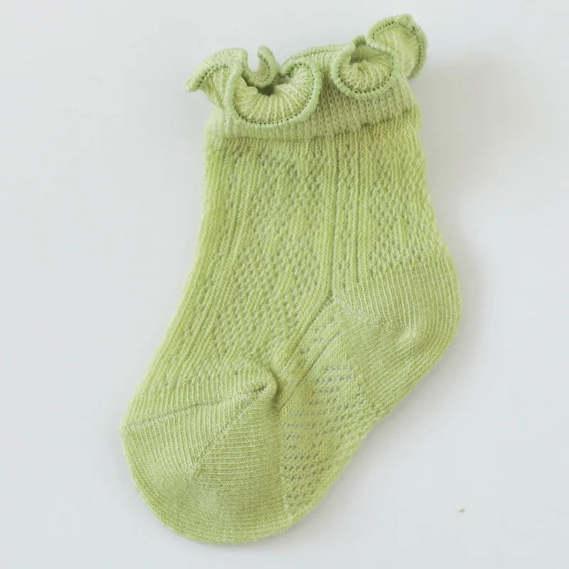 Baby Meisjes Sokken – Kant & Mesh, Bloemmotief