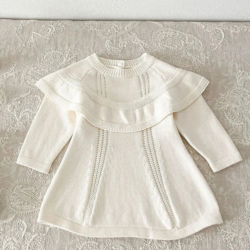 Gebreide Meisjesjurk – Warme Herfstjurk voor Baby’s en Peuters