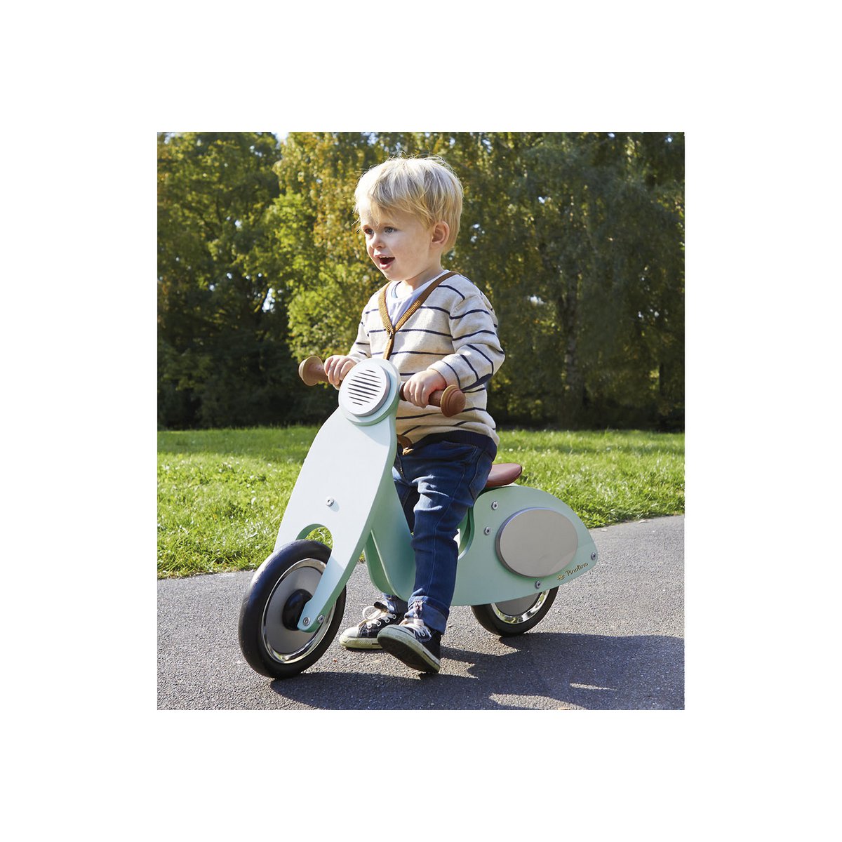 Loopfiets “Wanda” – Massief Berkenhout, Mint/Zilver | Pinolino®