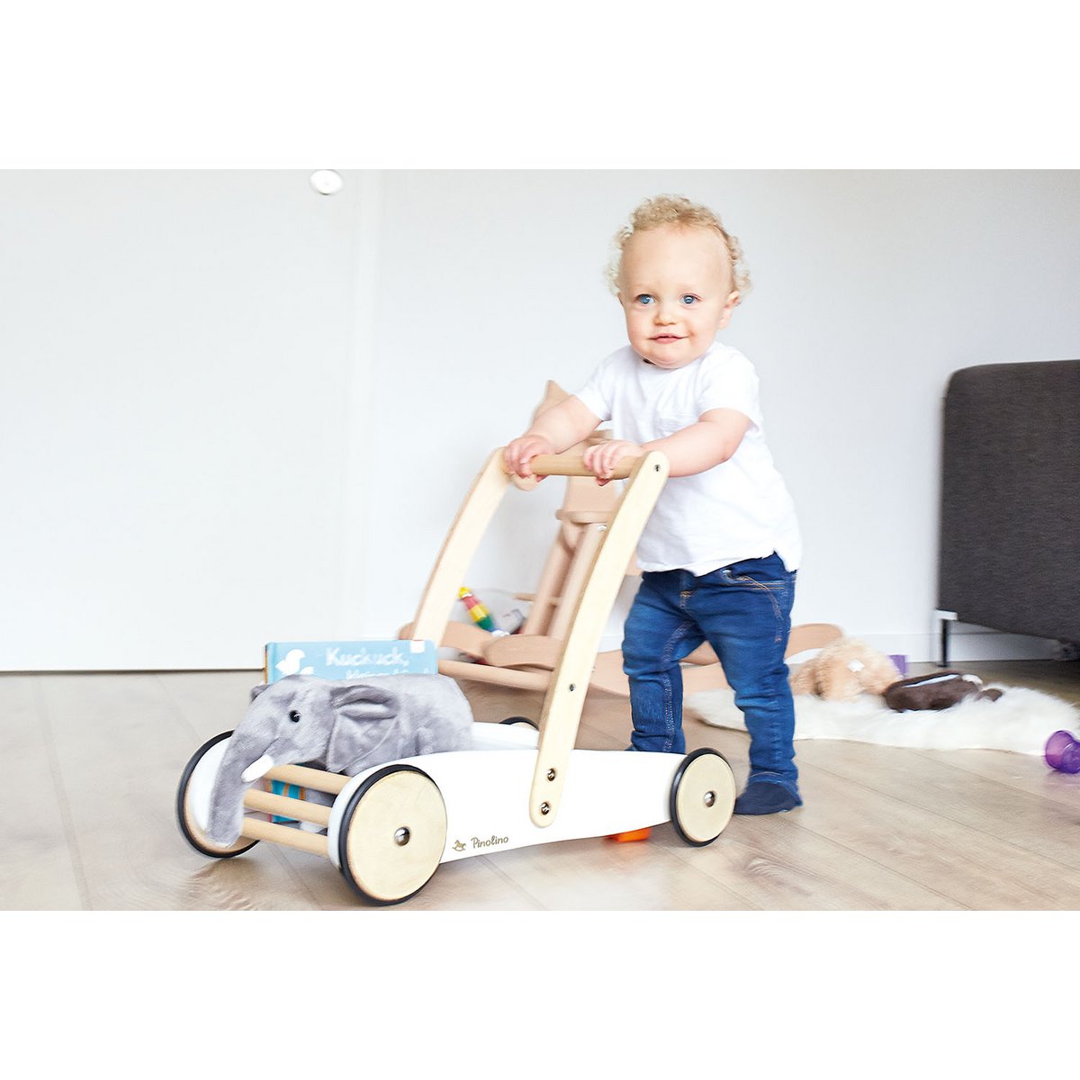 Pinolino Baby Walker “Uli” – Houten Loopwagen met Remsysteem | Wit