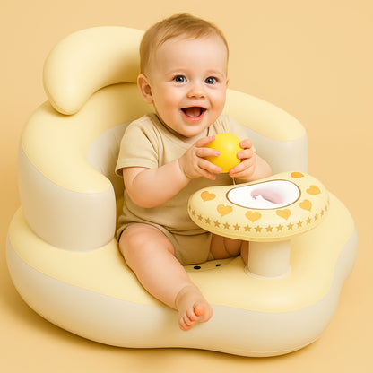 Multifunctioneel babyzitje in maanvorm met afneembare tray | Stevig PVC | Veilig leren zitten | Perfect kraamcadeau