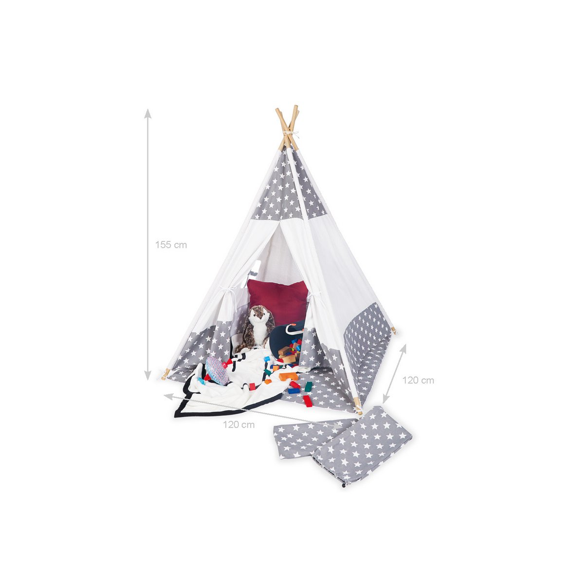 Kindertent Tipi “Jakara” – Met Raam, Gestoffeerde Vloermat & Opbergzak | Pinolino®