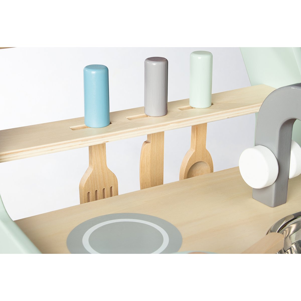 Pinolino Speelkeuken “Kalle” – Pastelgroen | Mobiele Houten Kinderkeuken met Accessoires