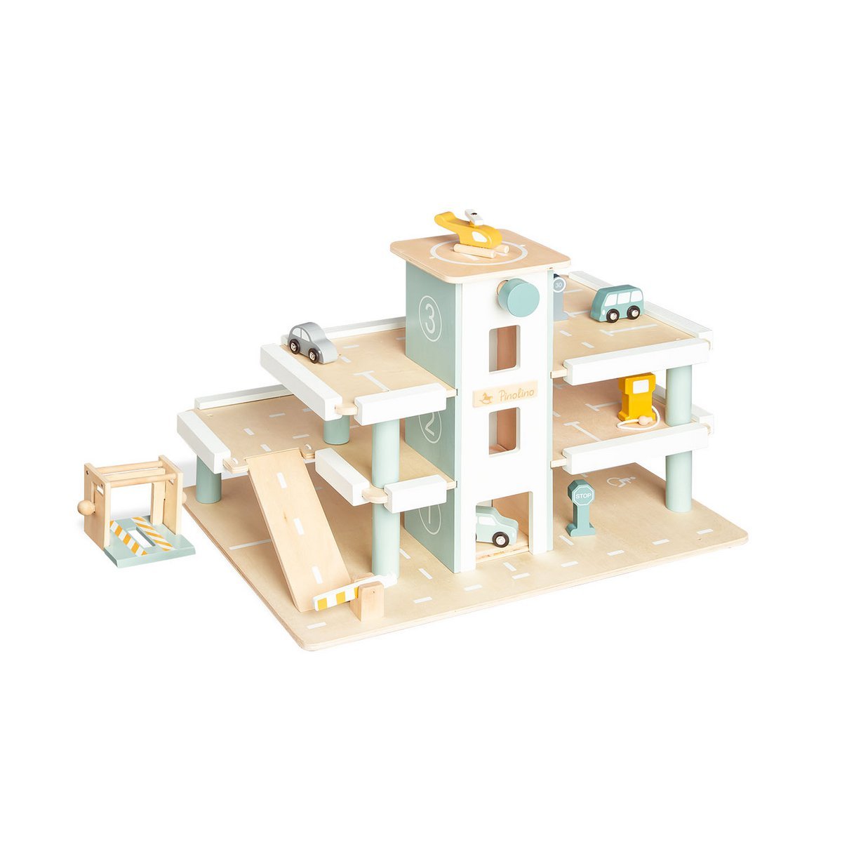 Pinolino Parkeergarage “Kurt” – Houten Speelgarage met 3 Verdiepingen, Lift & Accessoires | FSC®-gecertificeerd