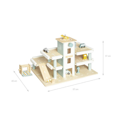 Pinolino Parkeergarage “Kurt” – Houten Speelgarage met 3 Verdiepingen, Lift & Accessoires | FSC®-gecertificeerd