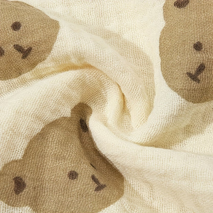 5st Baby spuugdoekjes – Zachte Vierkante Doekjes met Beer- & Hartjesprint.
