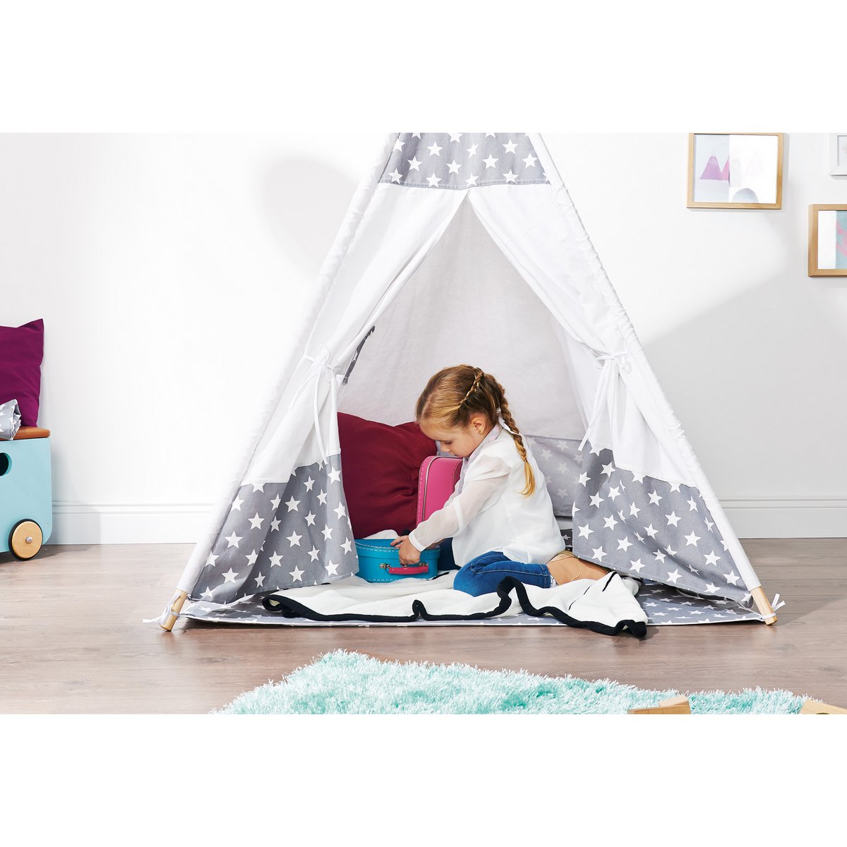 Kindertent Tipi “Jakara” – Met Raam, Gestoffeerde Vloermat & Opbergzak | Pinolino®