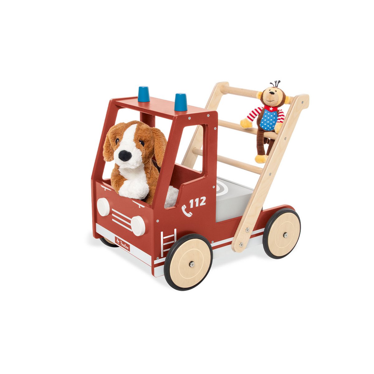 Baby Loopwagen – Brandweerauto “Fred” | Houten Walker met Remsysteem