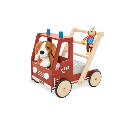 Baby Loopwagen – Brandweerauto “Fred” | Houten Walker met Remsysteem