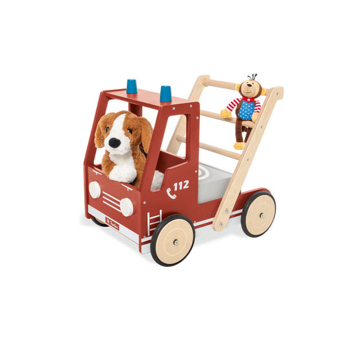 Baby Loopwagen – Brandweerauto “Fred” | Houten Walker met Remsysteem