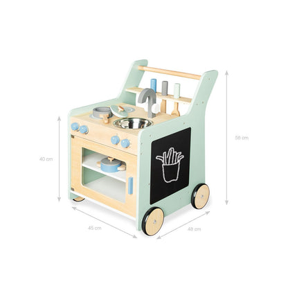 Pinolino Speelkeuken “Kalle” – Pastelgroen | Mobiele Houten Kinderkeuken met Accessoires