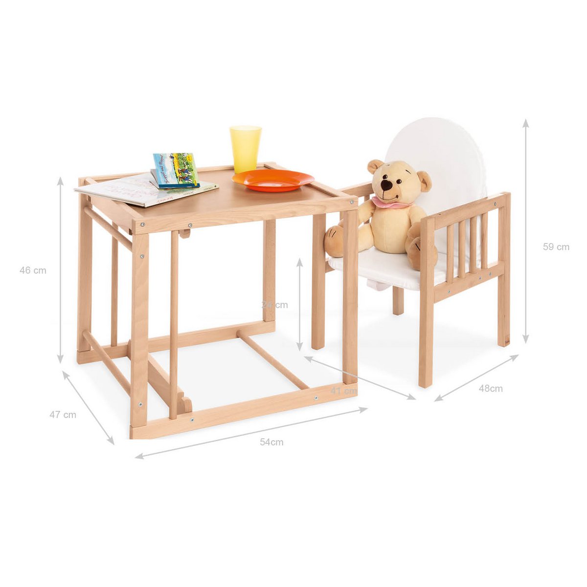 Kinderstoel Lene Combi – Beukenhout & Witte Bekleding | Pinolino®