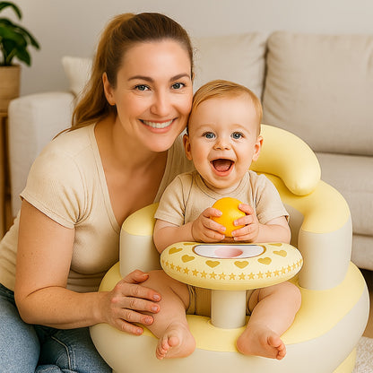 Multifunctioneel babyzitje in maanvorm met afneembare tray | Stevig PVC | Veilig leren zitten | Perfect kraamcadeau