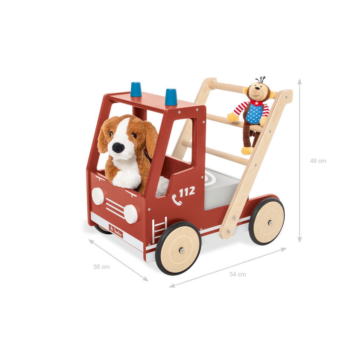 Baby Loopwagen – Brandweerauto “Fred” | Houten Walker met Remsysteem