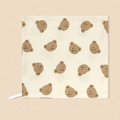 5st Baby spuugdoekjes – Zachte Vierkante Doekjes met Beer- & Hartjesprint.