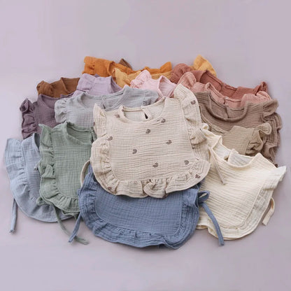 Baby Slabbetje – Katoen, Crêpe, Met Ruffles | Absorberend & Stijlvol