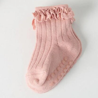 Set van 4 Paar Baby- & Kinder Sokken – Antislip, Katoen, Effen Kleuren | Herfst & Winter