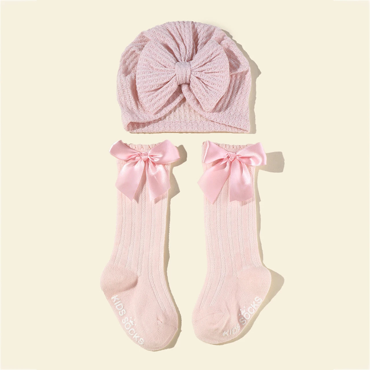 Baby Muts & Sokken Set – 2-delig, Met Bloem, Anti-Slip | Newborn & Peuter Meisjes