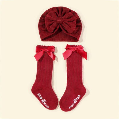 Baby Muts & Sokken Set – 2-delig, Met Bloem, Anti-Slip | Newborn & Peuter Meisjes
