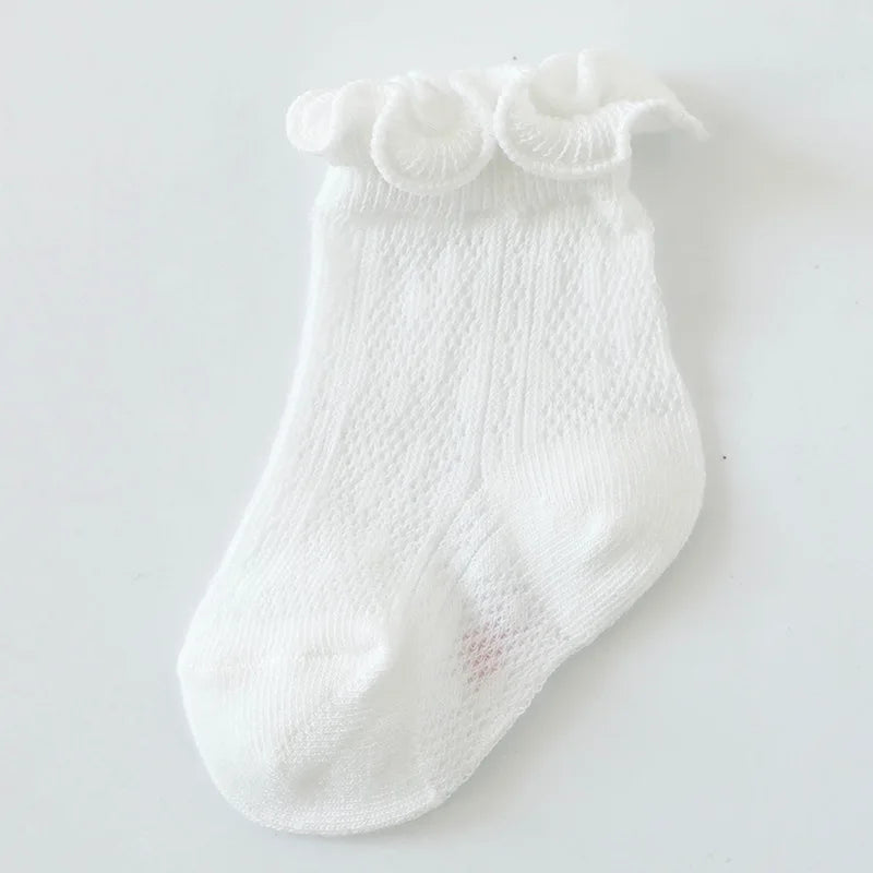 Baby Meisjes Sokken – Kant & Mesh, Bloemmotief