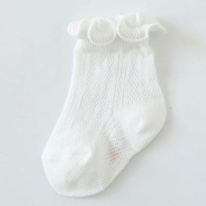 Baby Meisjes Sokken – Kant & Mesh, Bloemmotief