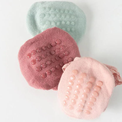 4 Paar Antislip Babysokken – Zachte Katoenen Sokjes in Effen Kleuren