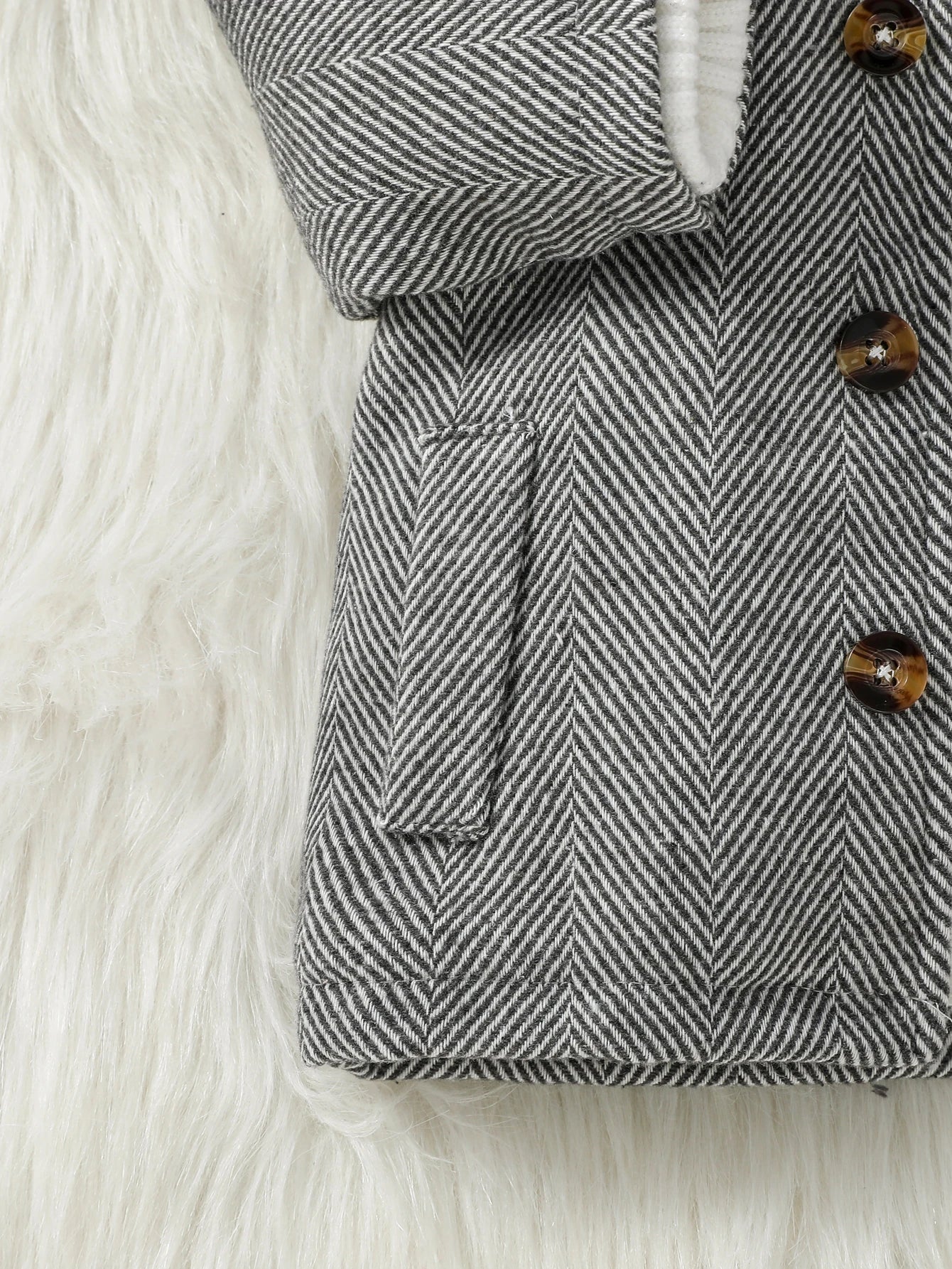 aby Jas – Pluche Warm, Nette Stijl met Knopen | Herfst/Winter, 1–3 jaar