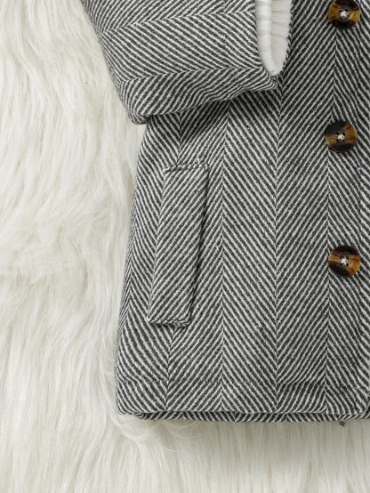aby Jas – Pluche Warm, Nette Stijl met Knopen | Herfst/Winter, 1–3 jaar