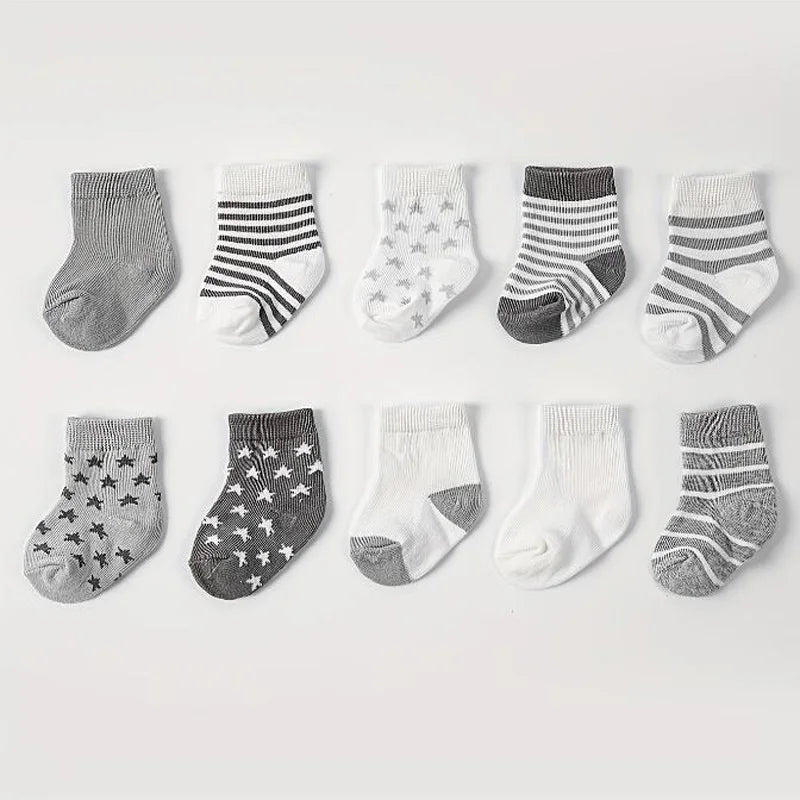 Set van 5 Paar Babysokken – Sterren & Strepen Design