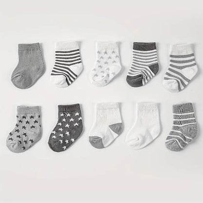 Set van 5 Paar Babysokken – Sterren & Strepen Design