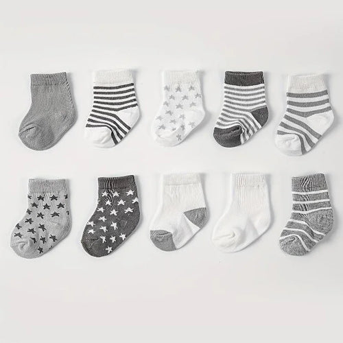 Set van 5 Paar Babysokken – Sterren & Strepen Design