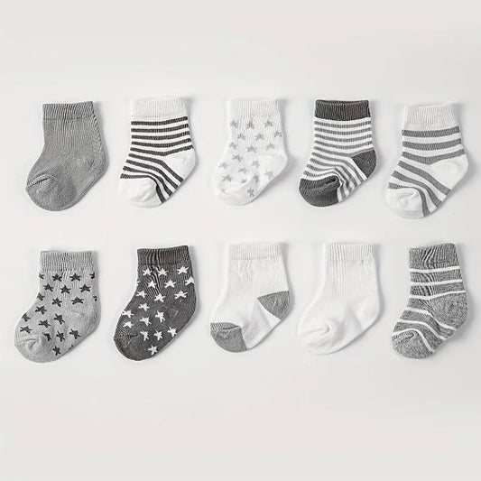 Set van 5 Paar Babysokken – Sterren & Strepen Design