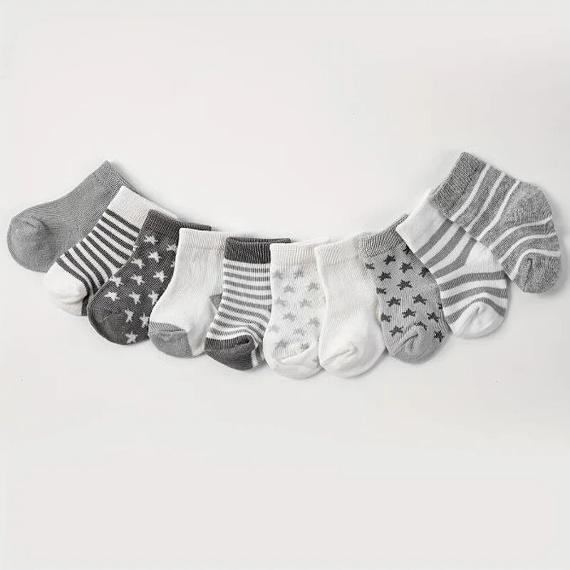 Set van 5 Paar Babysokken – Sterren & Strepen Design