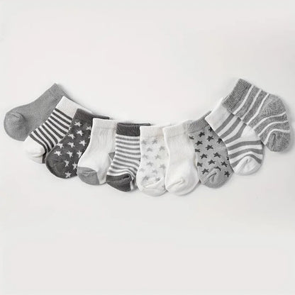 Set van 5 Paar Babysokken – Sterren & Strepen Design