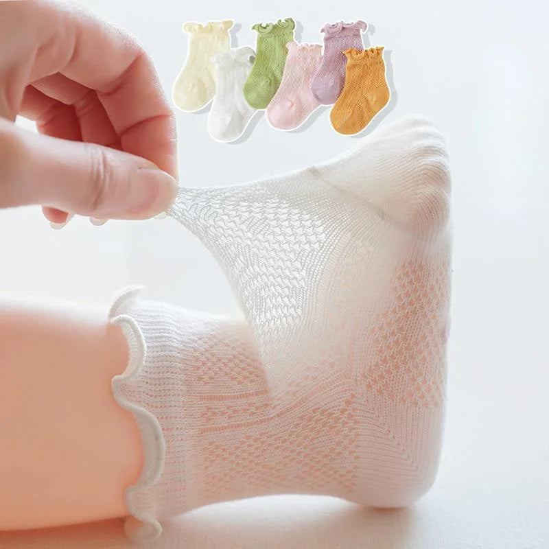 Baby Meisjes Sokken – Kant & Mesh, Bloemmotief