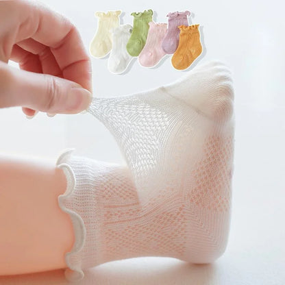 Baby Meisjes Sokken – Kant & Mesh, Bloemmotief