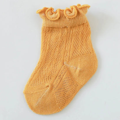 Baby Meisjes Sokken – Kant & Mesh, Bloemmotief