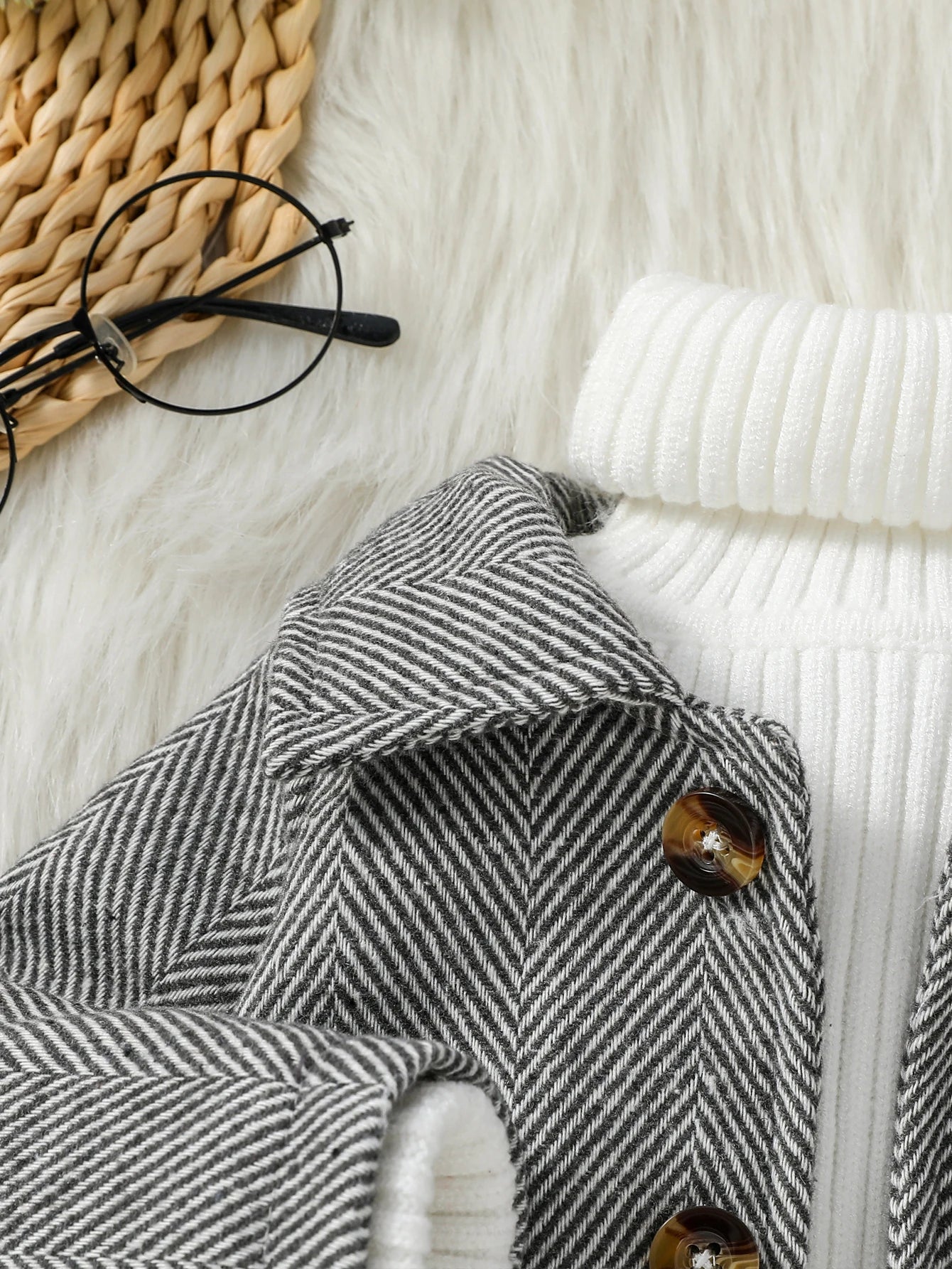 aby Jas – Pluche Warm, Nette Stijl met Knopen | Herfst/Winter, 1–3 jaar