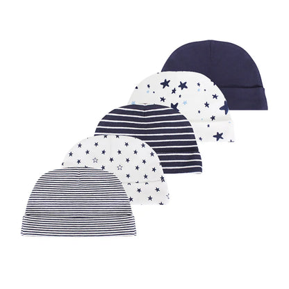 Kiddiezoom® Set van 5 Baby Mutsjes – 100% Katoen | 0–6 mnd Unisex