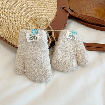 Warme Babywantjes met Touwtje , Winterhandschoenen met Pluche Voering
