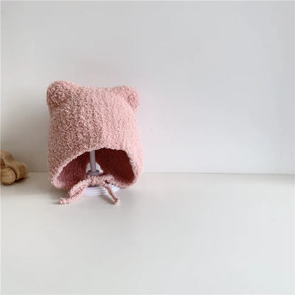Warme Baby Muts van Lamsvacht – Met Oorflapjes & Touwtjes