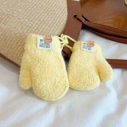 Warme Babywantjes met Touwtje , Winterhandschoenen met Pluche Voering