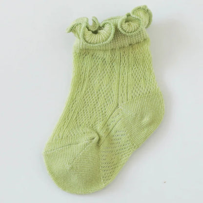 Baby Meisjes Sokken – Kant & Mesh, Bloemmotief