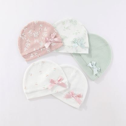 Kiddiezoom® Set van 5 Baby Mutsjes – 100% Katoen | 0–6 mnd Unisex
