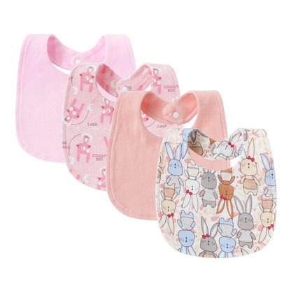 Set van 4 Baby Slabbetjes – Cartoon Design, Katoen | Slab & Spuugdoek